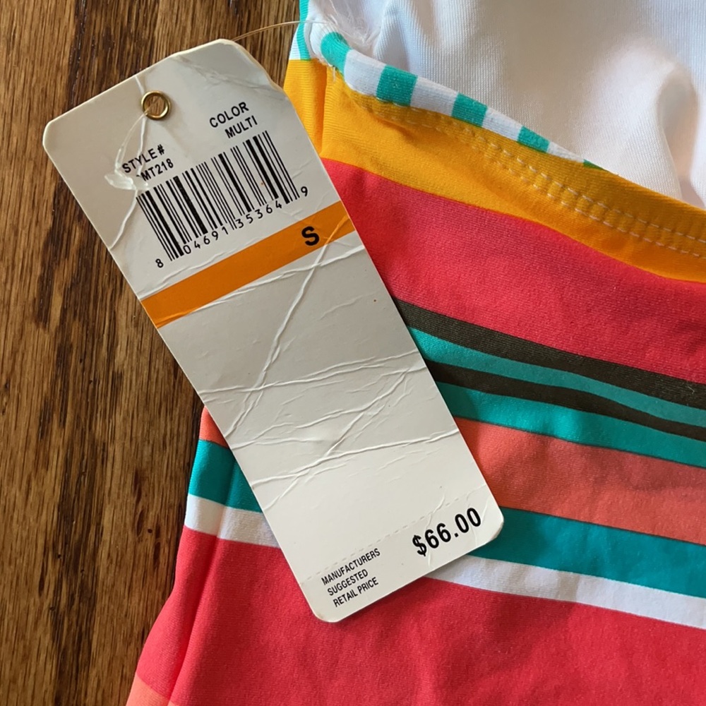 Anne Cole Signature Striped Tankini Halter Top, S - Picture 6 of 10